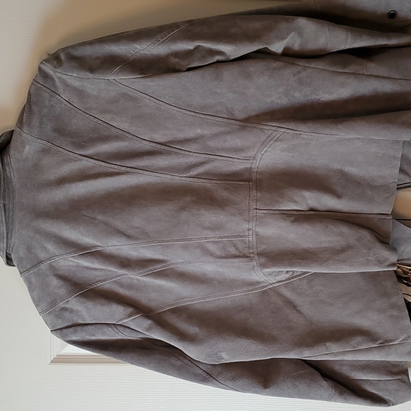 NWT Issac Mizrahi Gray Suede Moto Jacket Size 24 - Picture 7 of 11